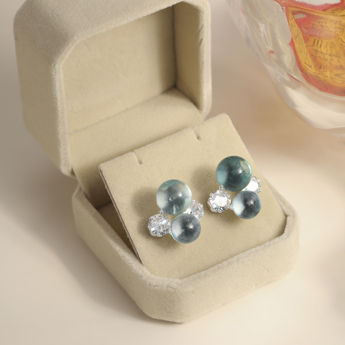 Transparent Bubble Zircon French Super Flash Niche Temperament Stud Earrings