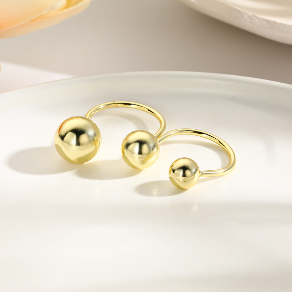 Hollow Ball Dual Layer Open-end Ornament Rings