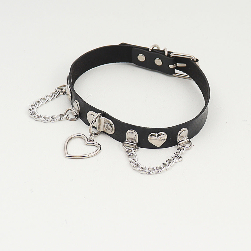 Punk Chain Tassel Love Leather Dark Nightclub Rock Sweet Collar