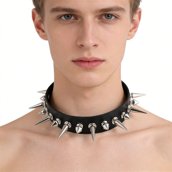 Punk Black Leather Unisex Dark Series Metal Chain Pendants