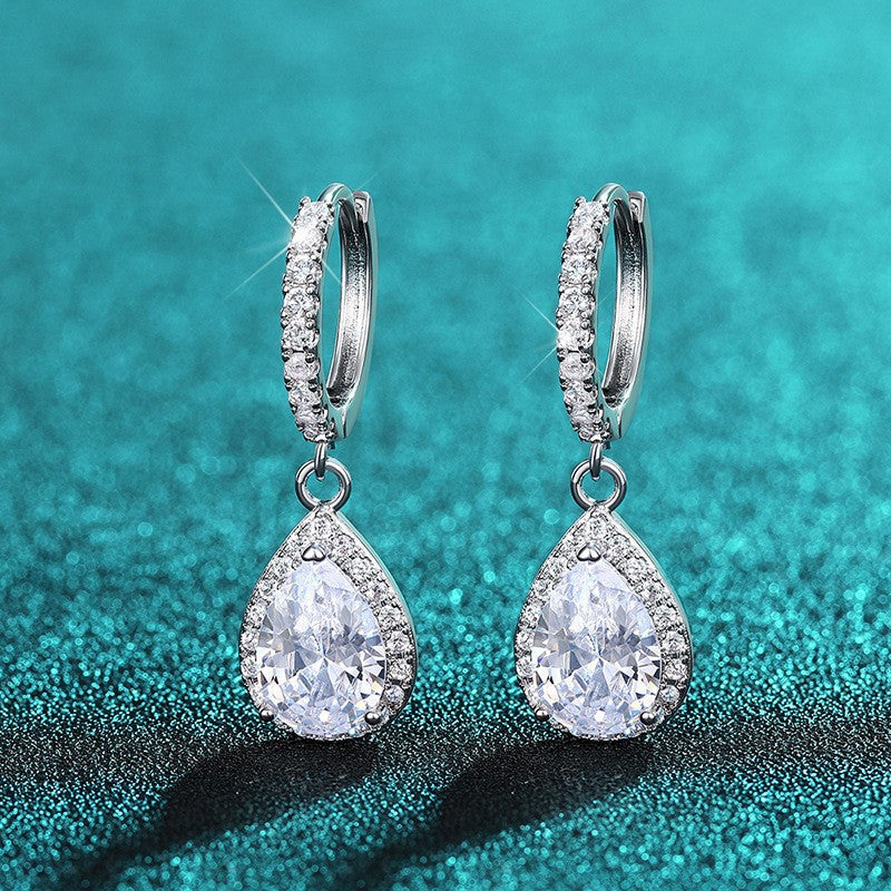 Moissanite Ear Female With Hearts Sterling Earrings