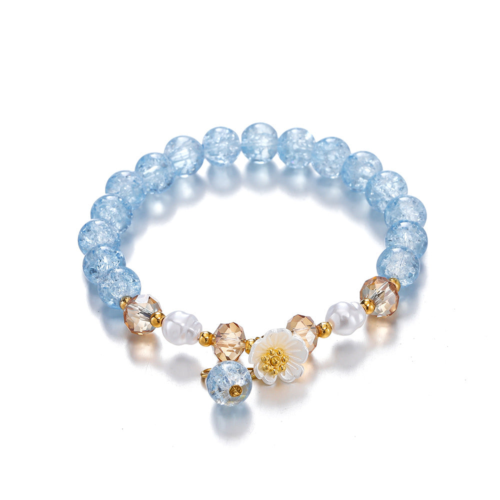 Children's Colored Glaze Glass Chipping Beads Camellia Beaded Bracelets