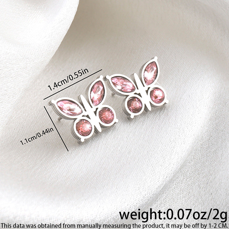 High-grade Fashionable Versatile Micro Diamond Butterfly Earrings