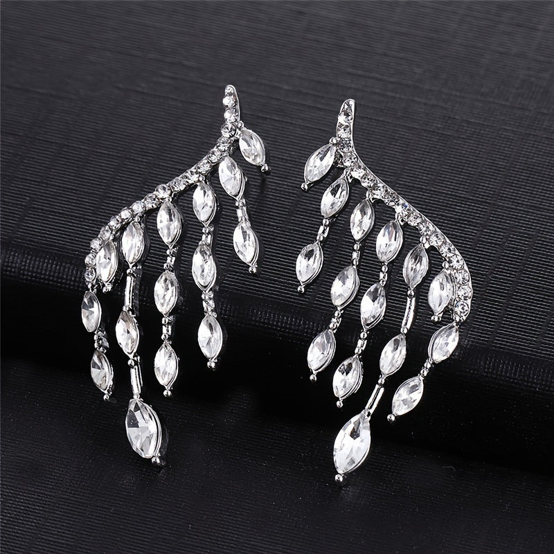 Luxury Full Diamond Rhinestone Angel Wings Water Stud Earrings