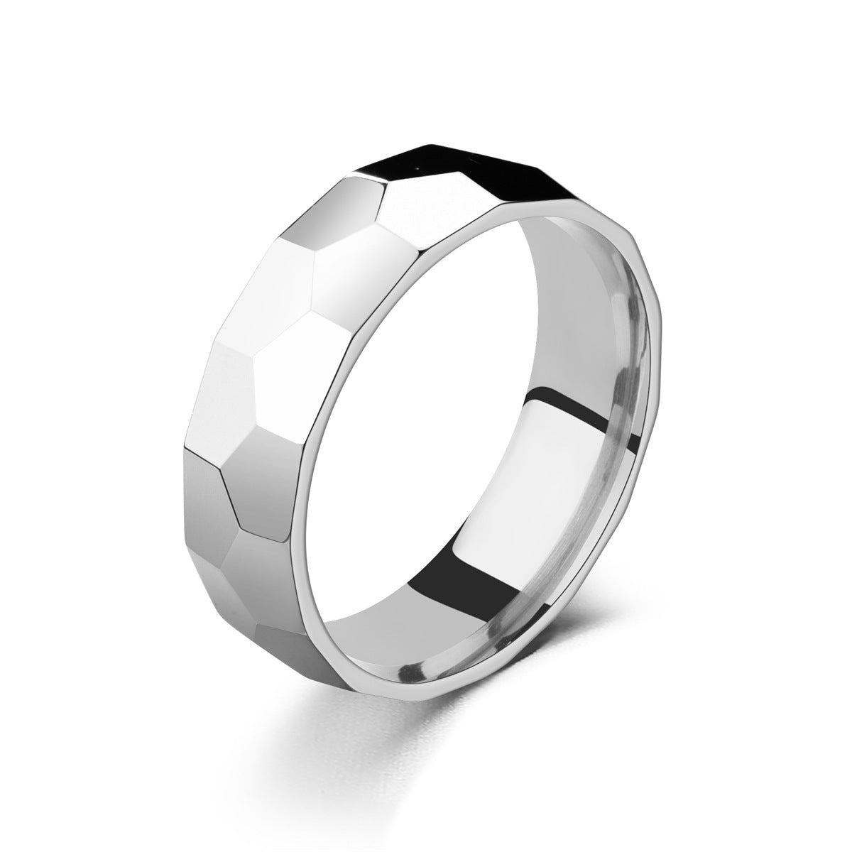 Steel Personality Pieces Of Flowers Irregular Grinding Surface Lozenge Ring