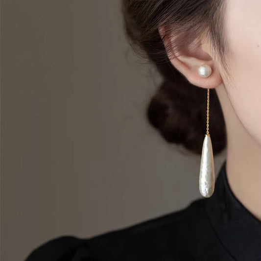 Texture Water Drop Pearl Female Design High Sense Earrings