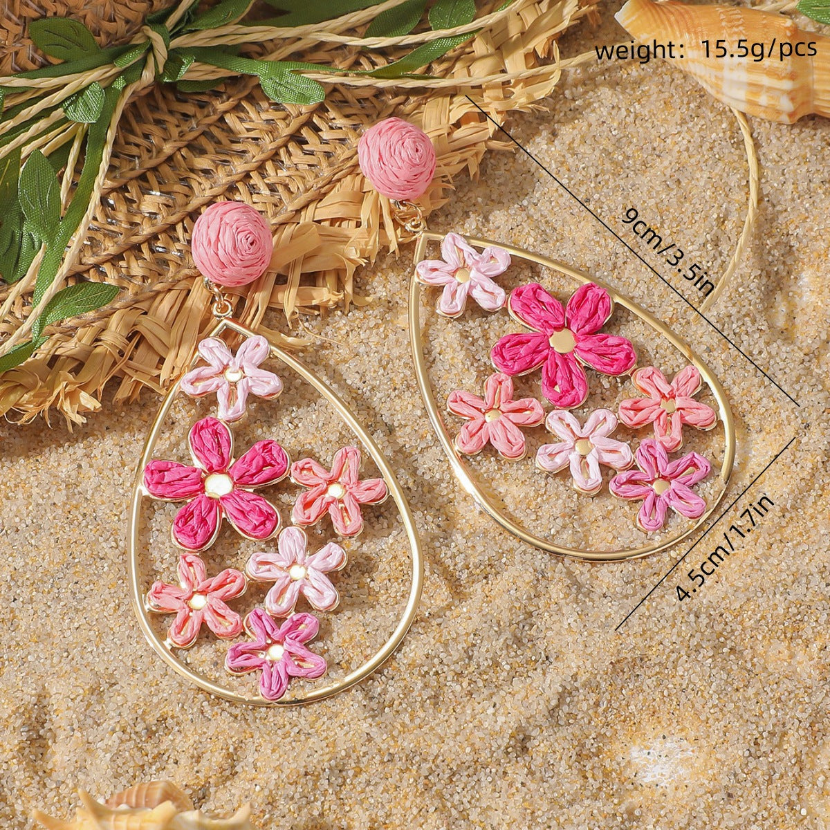 Personalized Creative Metal Hollow Flower Hand-woven Drop Shape Earrings