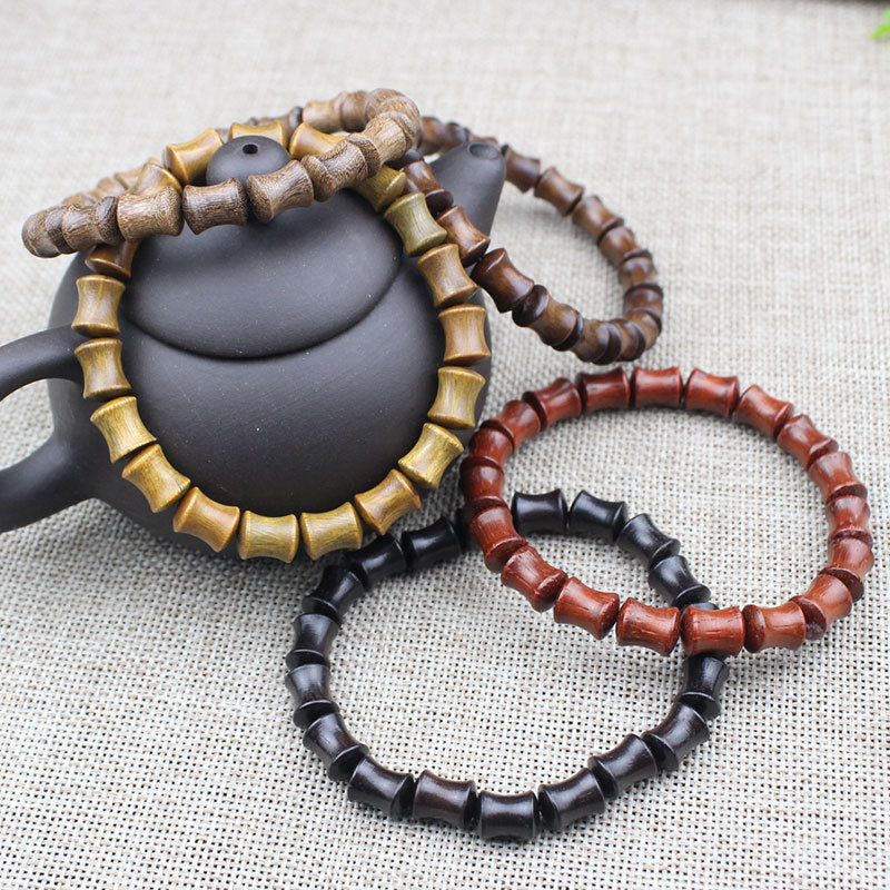 Women's & Men's Green Sandalwood Bamboo Ebony Rosewood Single Bracelet
