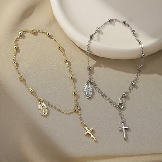 Popular Beads Cross Simple Virgin Mary Bracelets