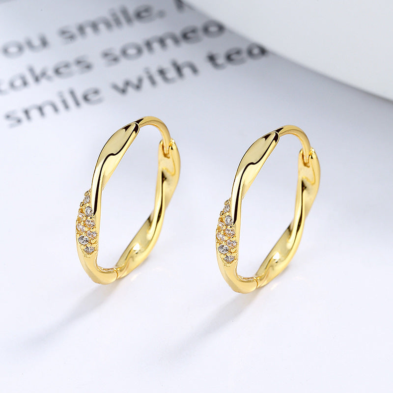 Women's For Simple Rhinestone Design Circle Ear Earrings