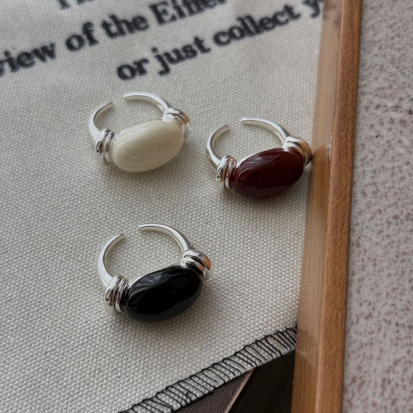 Women's Drip Glazed Geometric Open Adjustable Oval Twin Index Ring