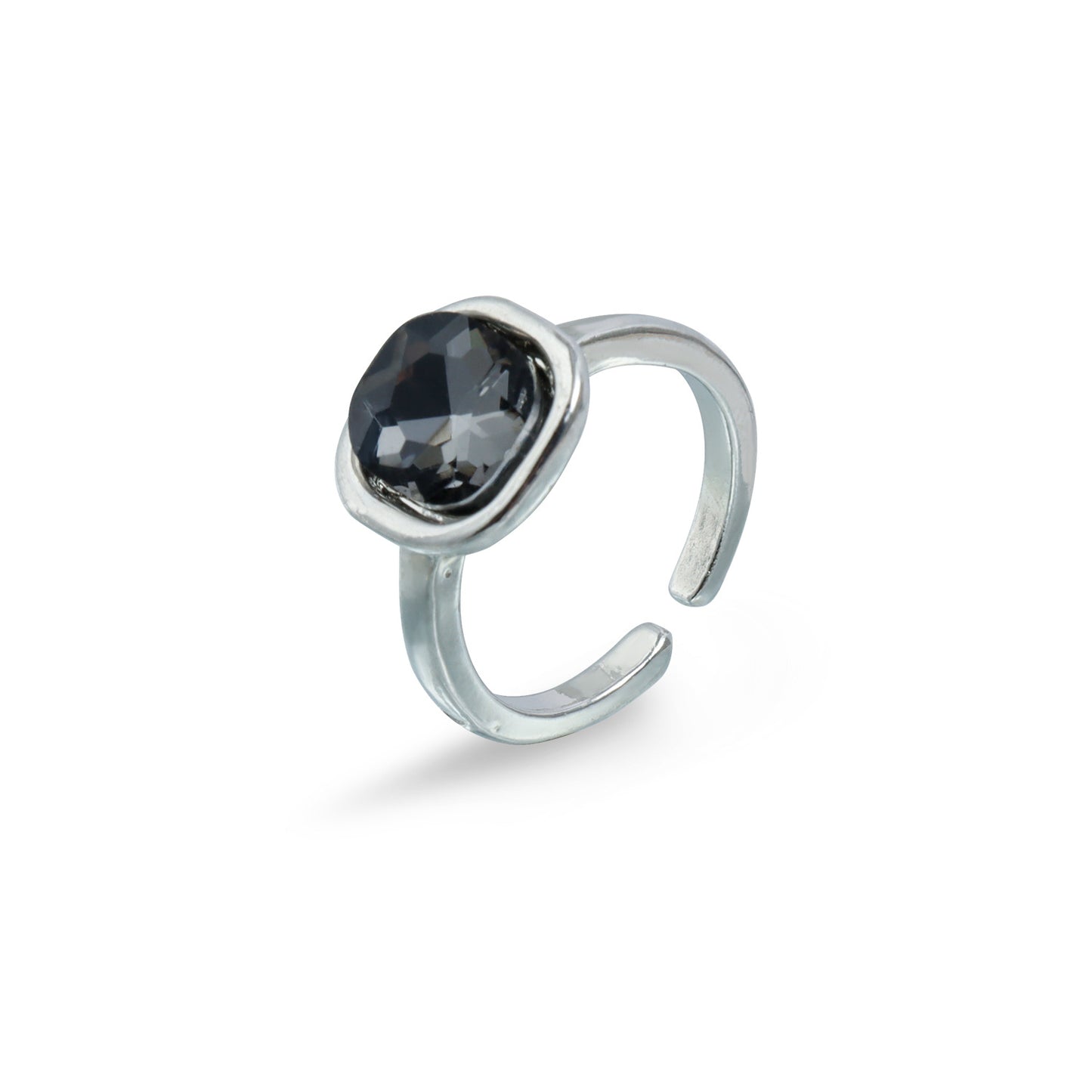 Cool Geometric Black Diamond Adjustable Female Personality Creative Opening Ring
