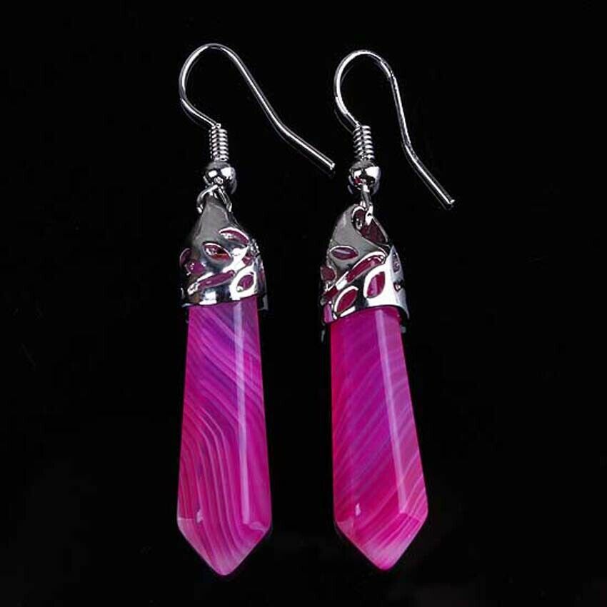 Fashion Personalized Natural Crystal Gemstone Hexagon Earrings