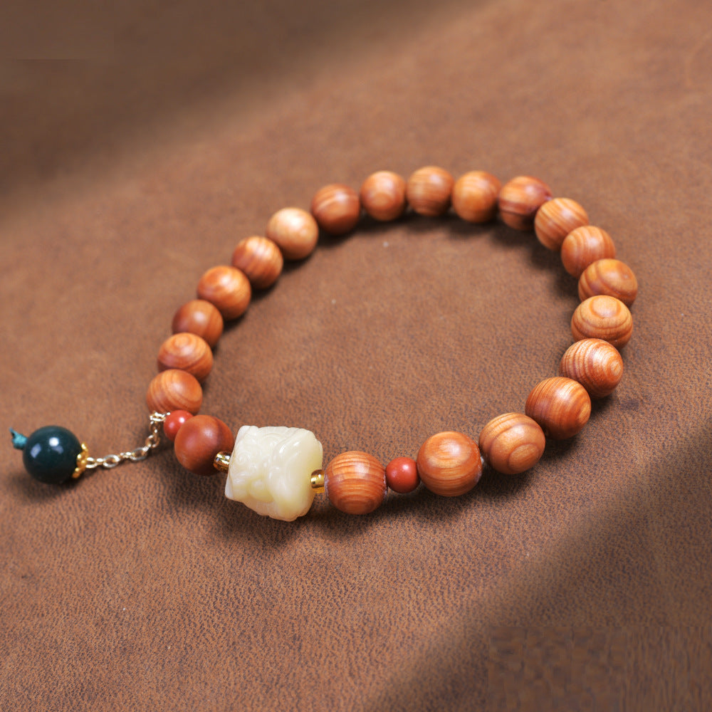 Women's & Men's Double With Agate Boxwood Lotus Canopy Bracelet