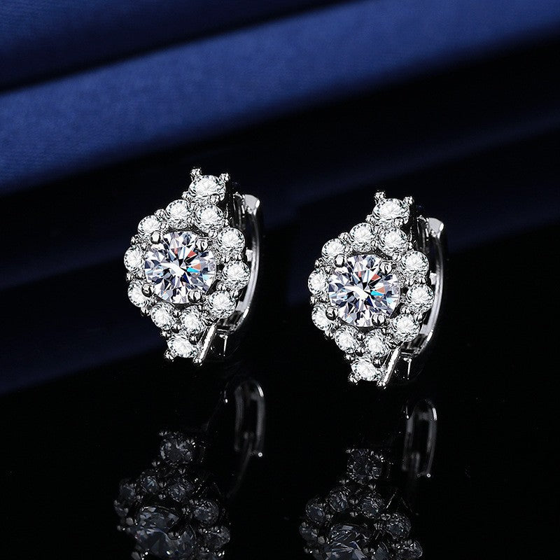 Moissanite Ear Female With Hearts Sterling Earrings