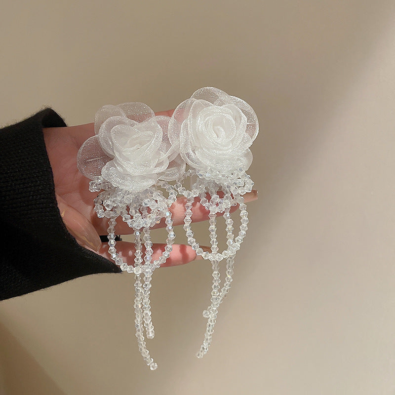 Pearl Flower Tassel Niche Temperament Atmosphere Affordable Earrings
