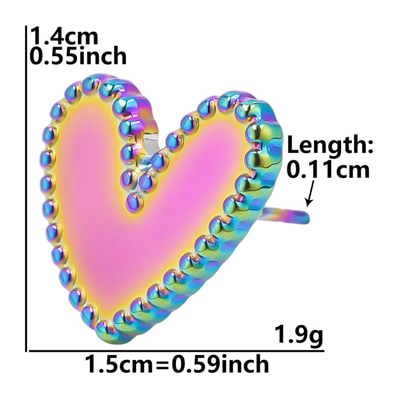 Stainless Steel Heart-shaped Base Support Titanium Piercing Stud Earrings