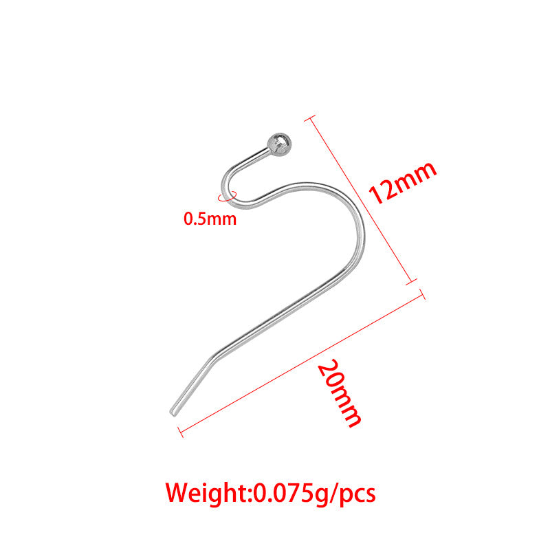 Stainless Steel Round Beads Head Eardrops Ear Hook