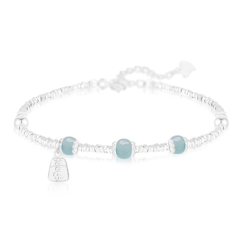 Sier Blue Happy Jade Broken Light Luxury Bracelets