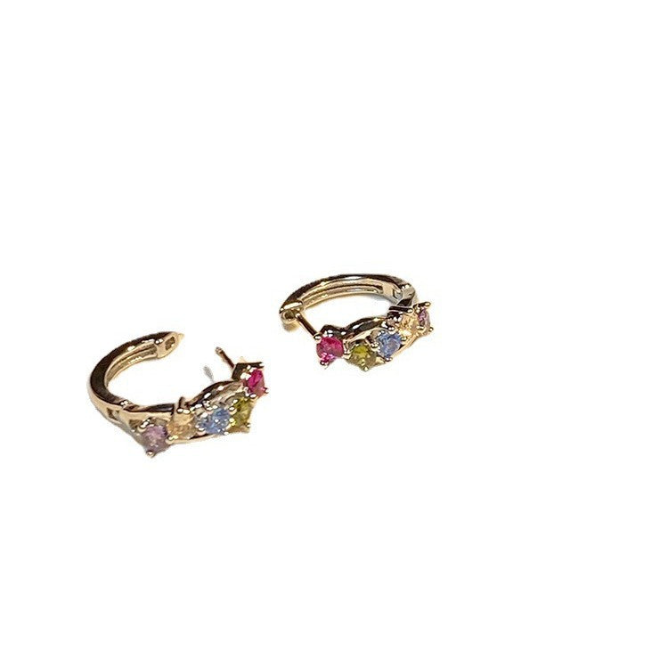 Millennium Hot Colorful Zircon Small Delicate Ear Western Style Female Stud Earrings