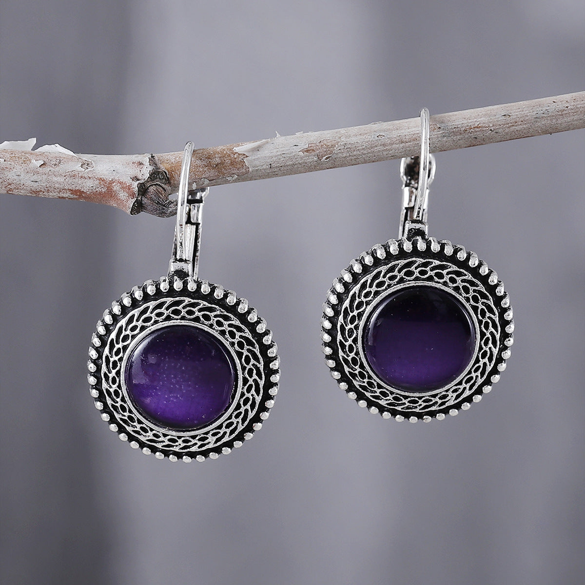 Fashion Bohemian Ethnic Style Inlaid Jewel Metal Alloy Retro Earrings
