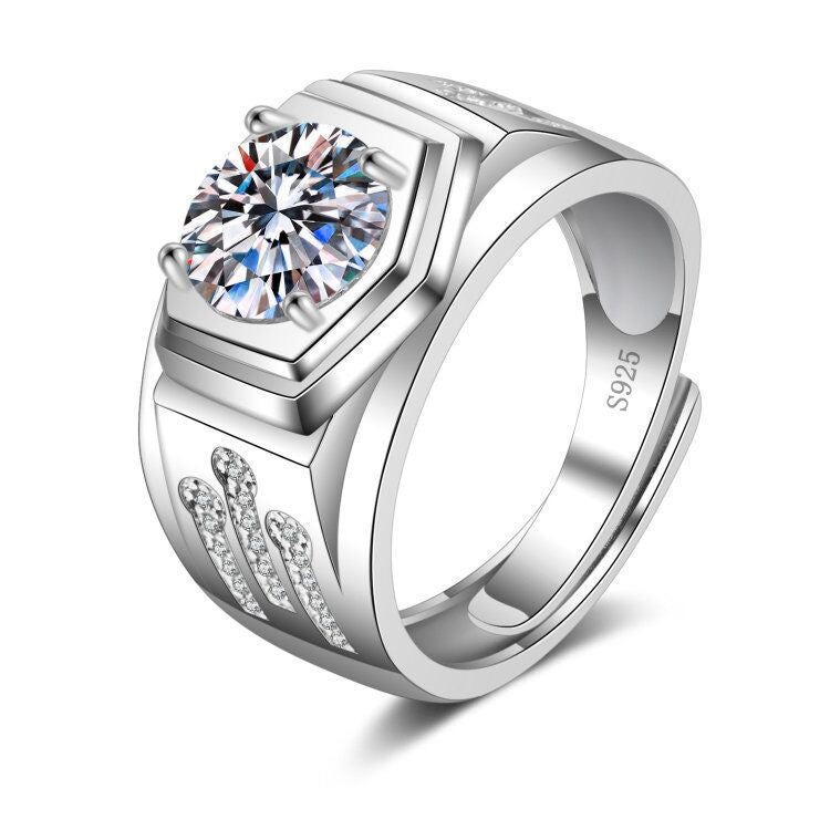 Men's Korean Style Elegant Accessories Full Diamond Fashion Open Rings