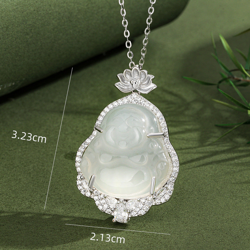 Women's Diamond White Chalcedony Maitreya For Simple Light Luxury Exquisite Necklace