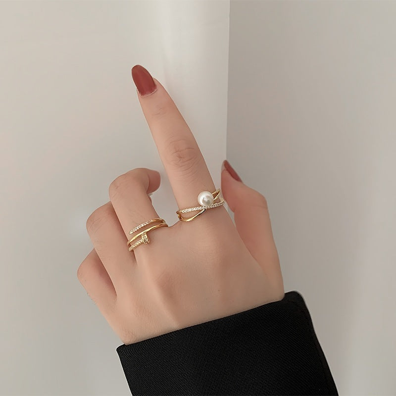 Pearl Female Fashion Super Fairy Personalized Index Finger Light Luxury Rings