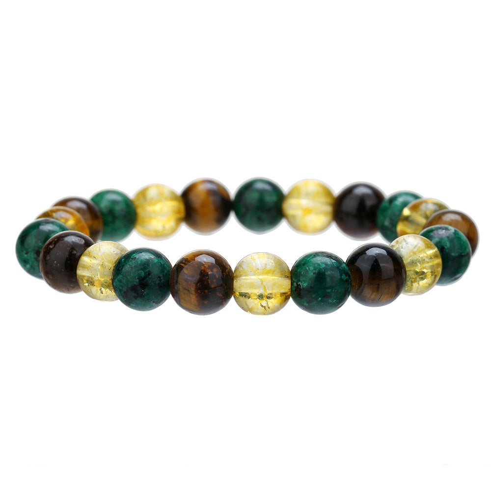 Men's Unisex Black Agate Cut Crystal Combination Bracelets