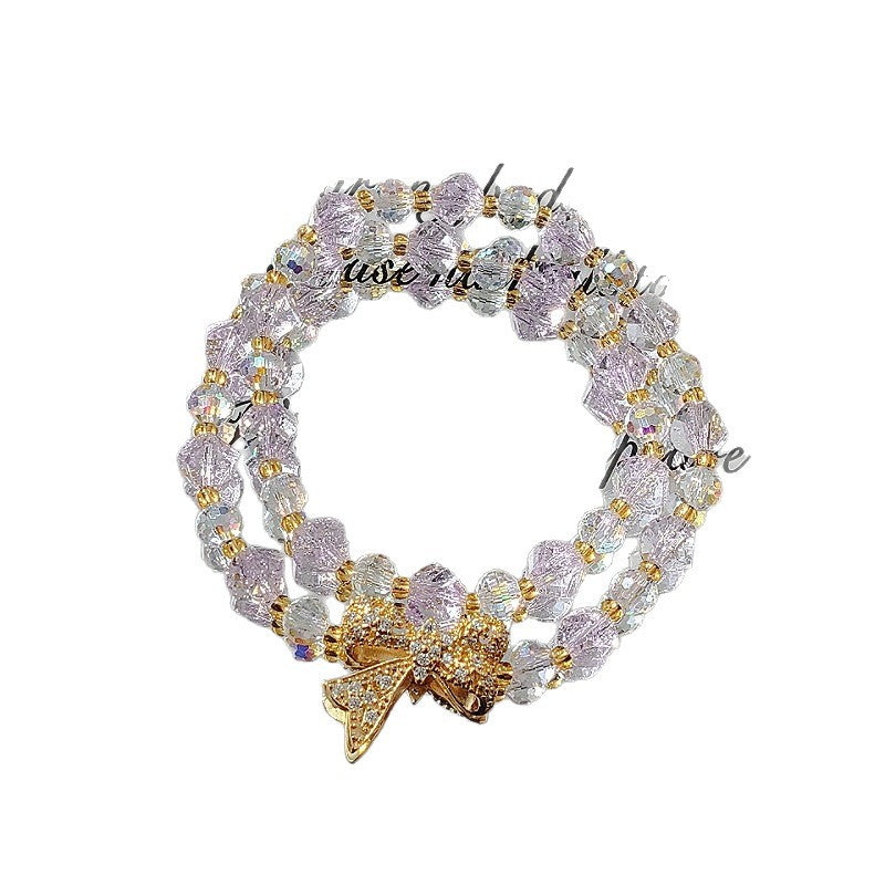 Super Flash Crystal Double Good-looking Diamond Butterfly Handmade Beaded Party Bracelet