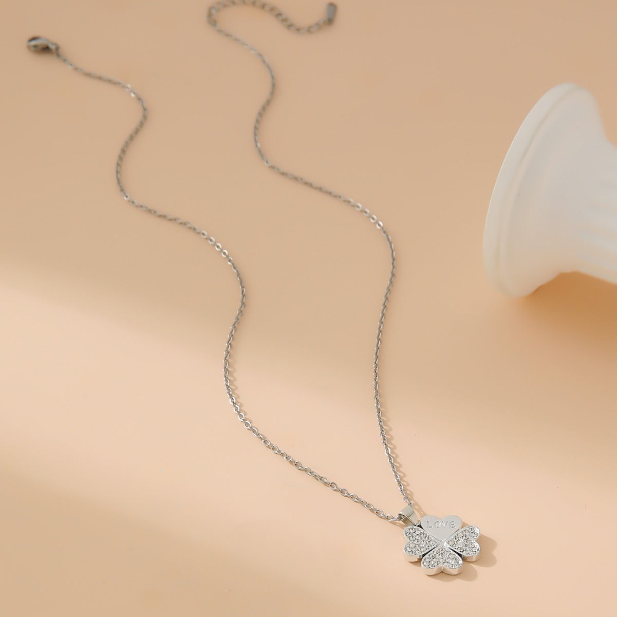 Women's Stainless Steel Diamond Four-leaf Clover Love Tower Necklaces