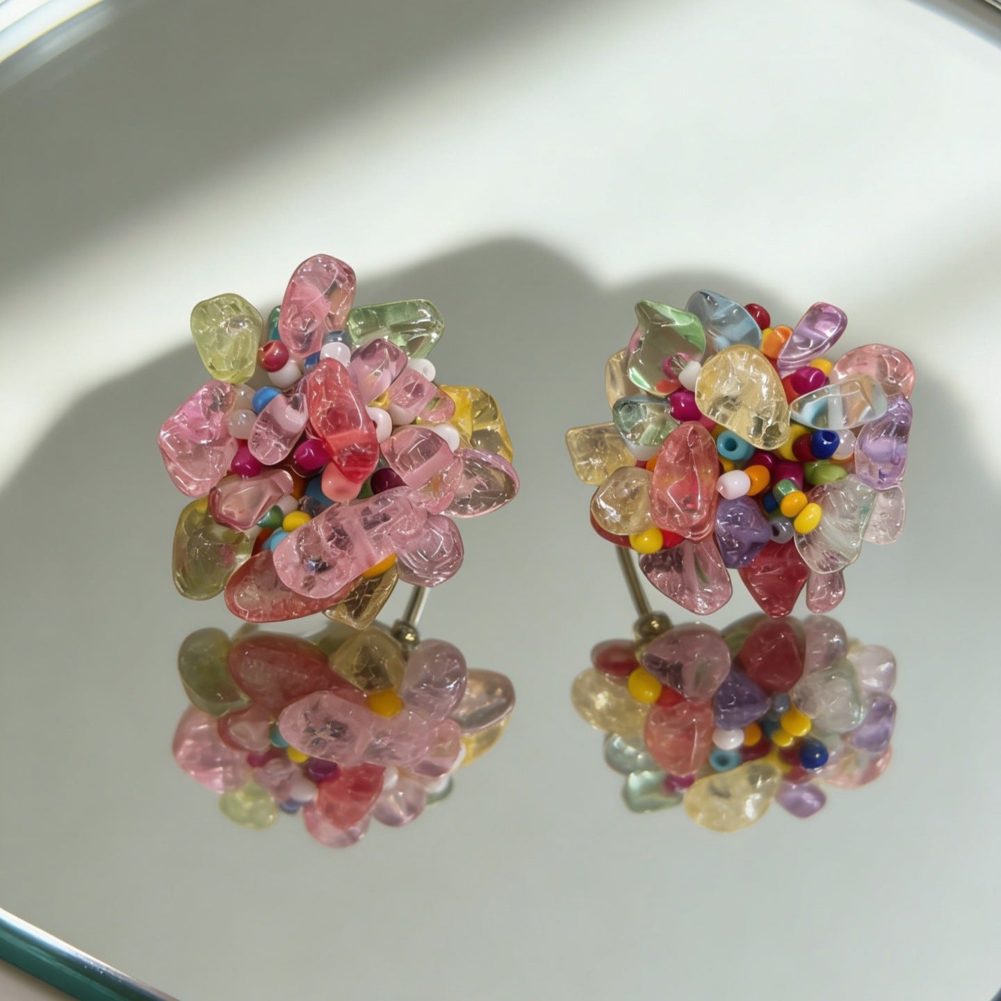 Grace Crystal Flower Color Beaded Petal Earrings