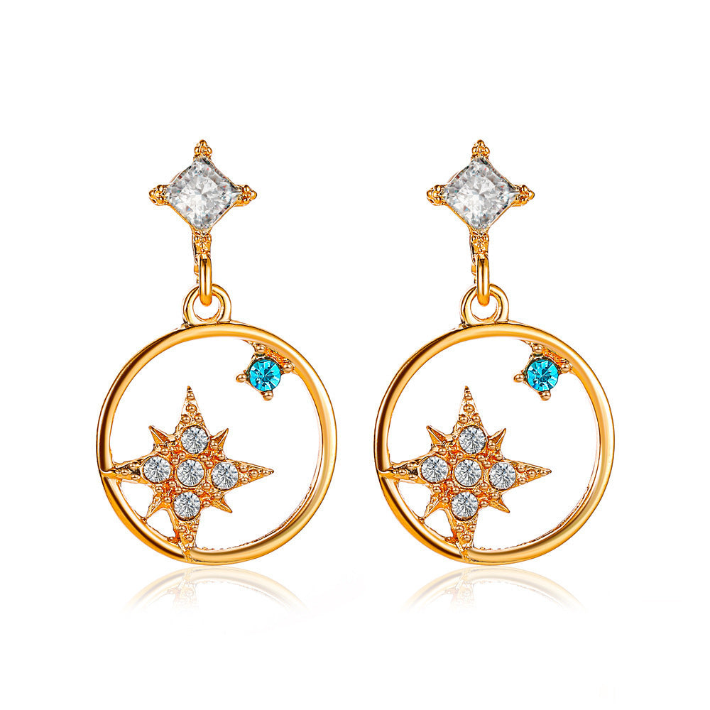 Popular Diamond Music Note Elegant Asymmetry Shining Personality Earrings