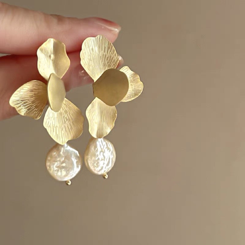 Pearl Flower Tassel Niche Temperament Atmosphere Affordable Earrings