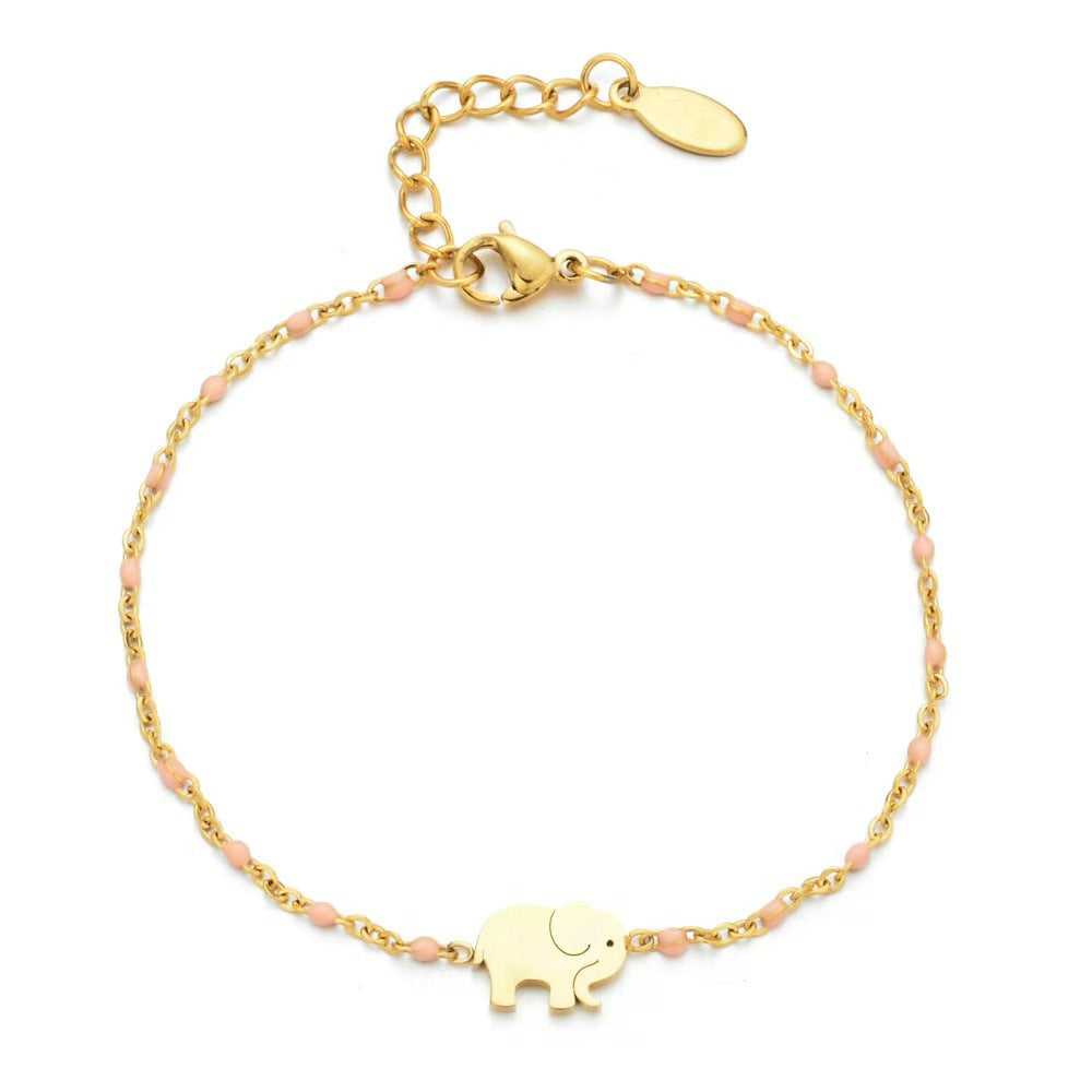 Bohemian Stainless Steel Female Creative Elephant Color Bead Strand Does Bracelet