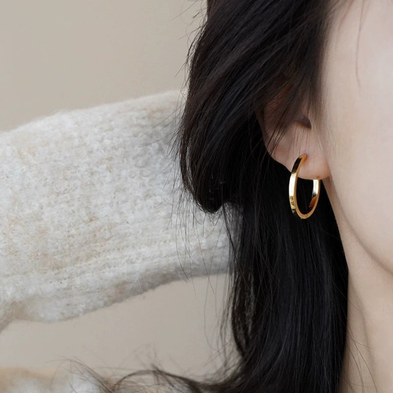 Women's French Style Hoop Design Simple Earclip Stud Earrings
