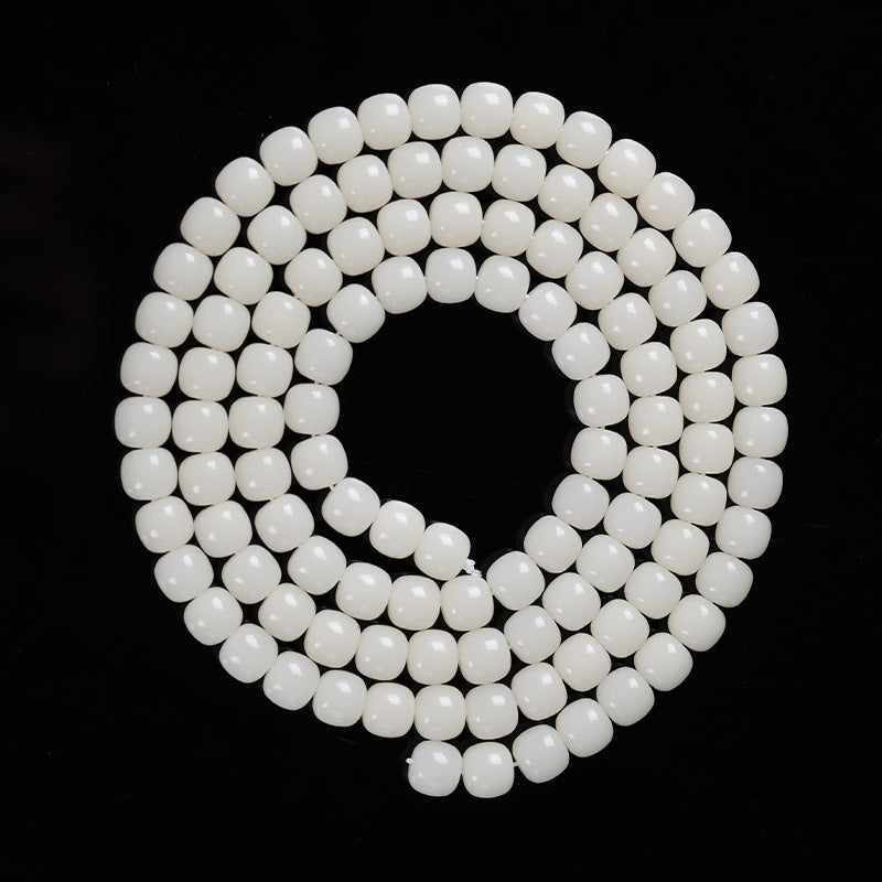 Natural White Jade Bodhi Buddha Beads Pcs Bracelet