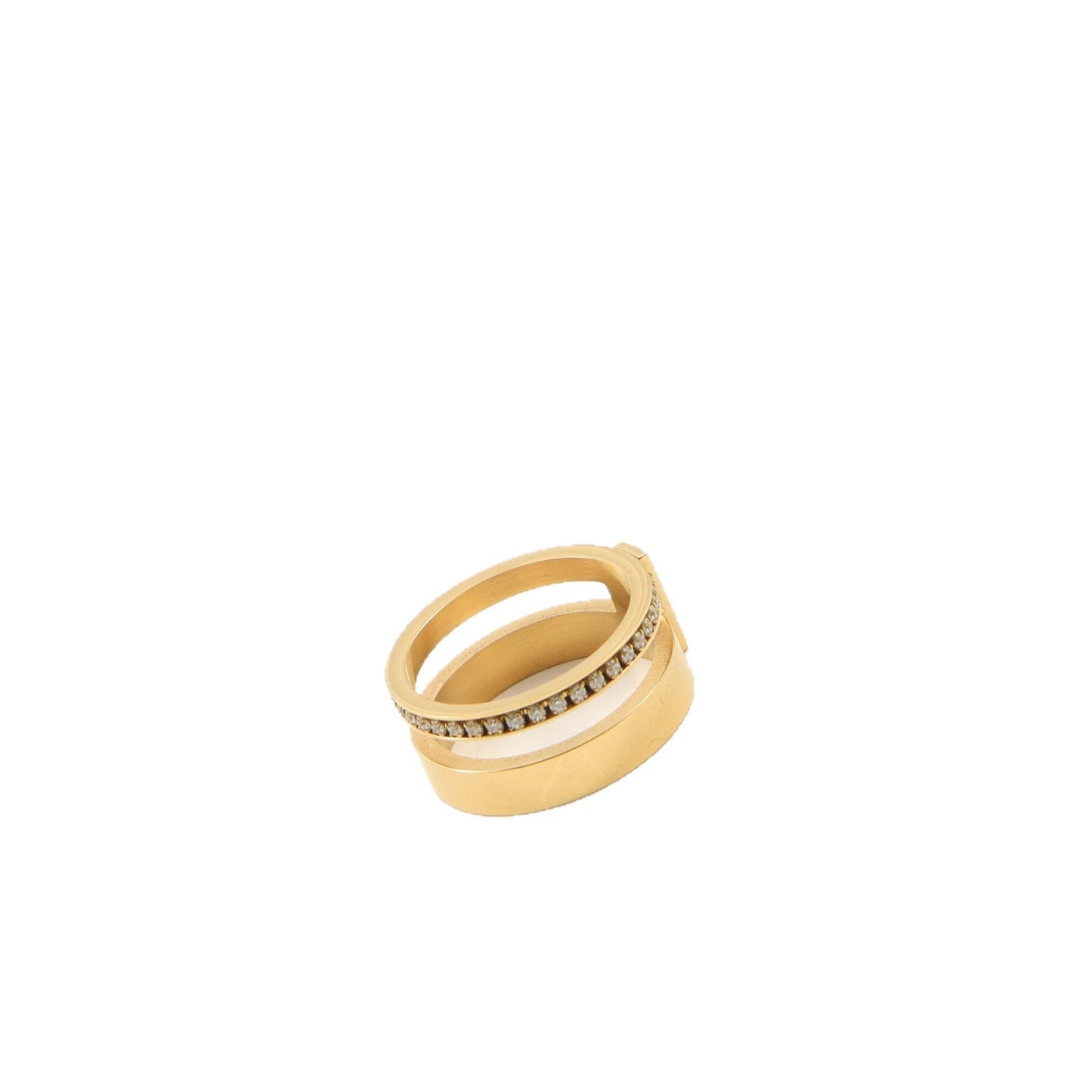 Fake Two-piece Zircon Titanium Steel Gold Rings