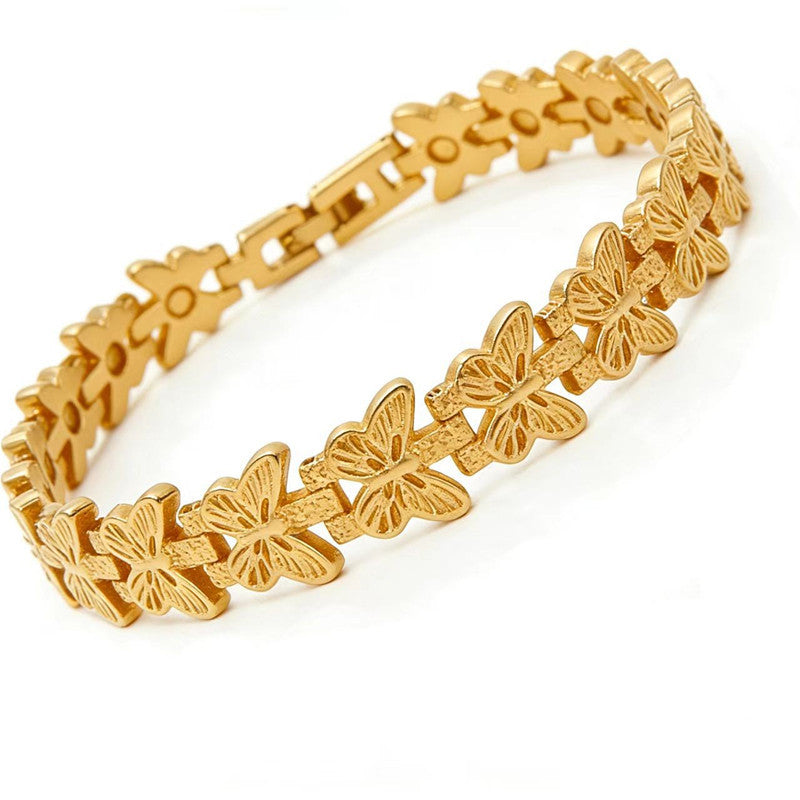 Women's & Men's Bronze Magnet Striped Fashion Full Series Bracelet