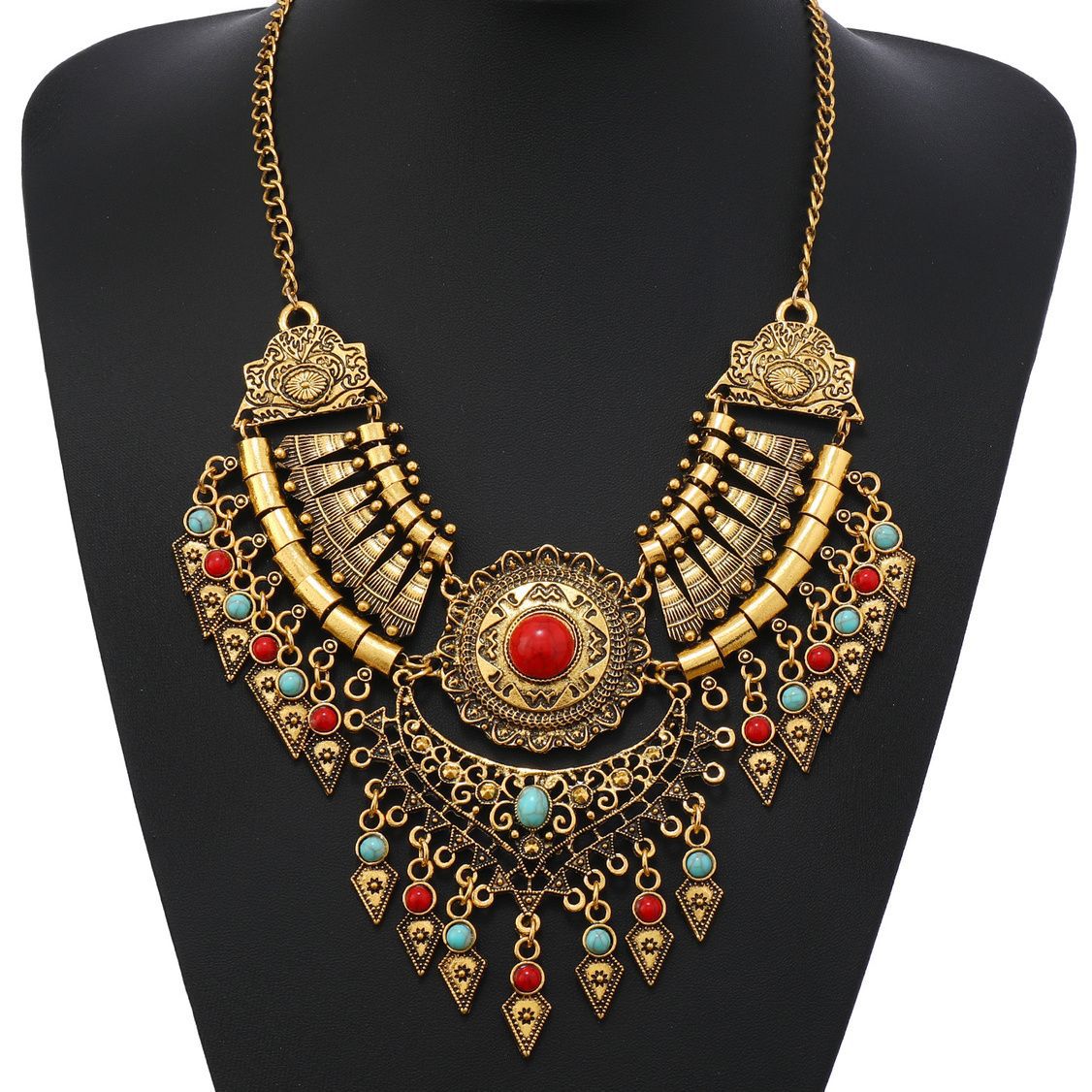 Ethnic Water Drop Tassel Sweater Chain Necklaces
