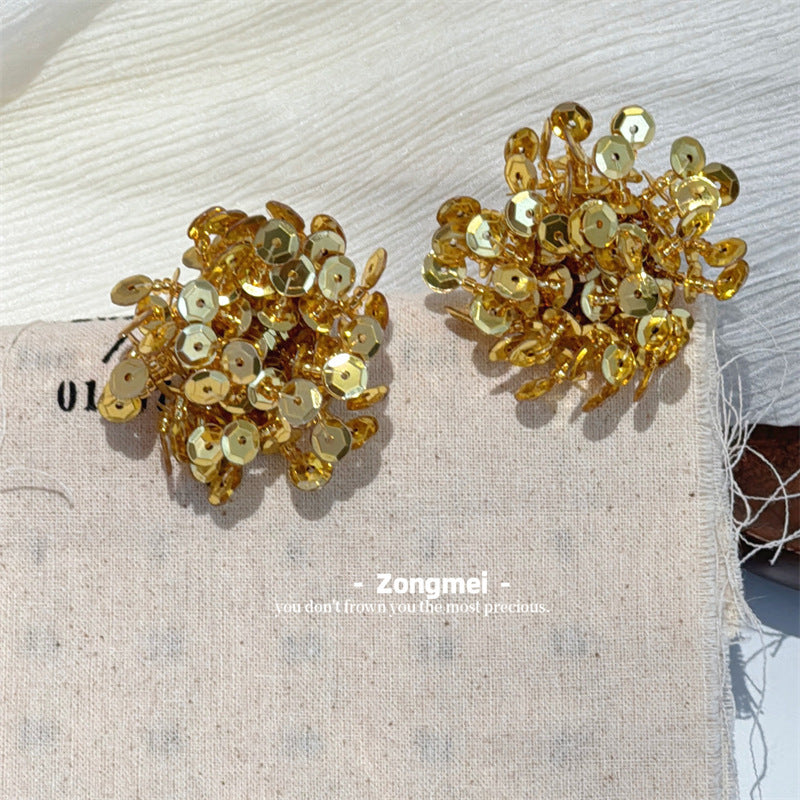 Women's Style Shiny Summer Sequins Handmade Rose Shape Eye-catching Sweet Cool Earrings