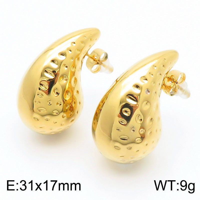 Design Chubby Water Drop Fashion Stainless Earrings