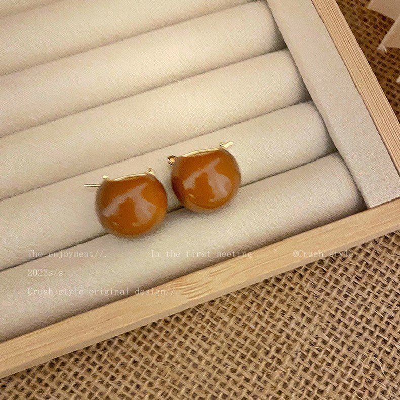 Women's Hollow Caramel Ball Drop Glazed Fashionable Niche Design Rings