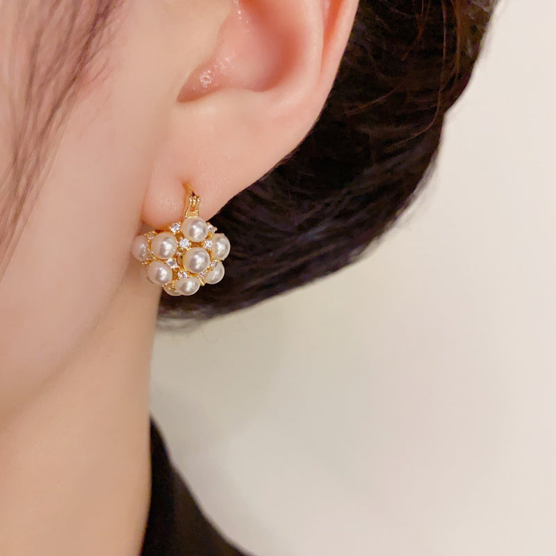 Design Zircon Pearl Ball Ear Clip Rings