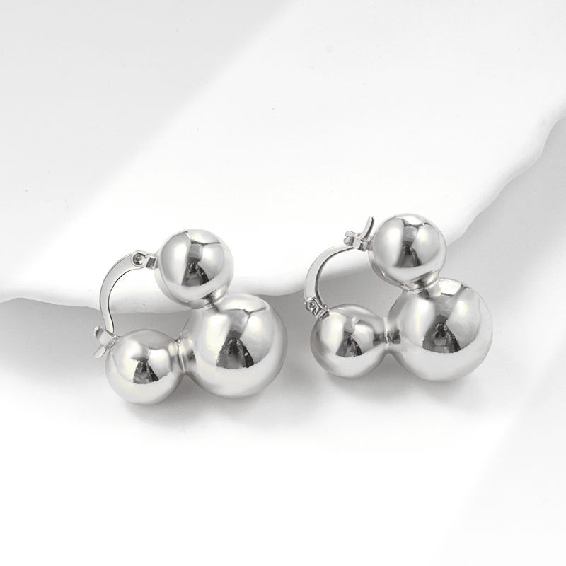 Geometric Metal Niche Design Frosty Style High Stud Earrings