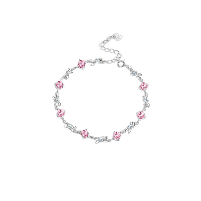 Lovers Heart Sterling Sier Bow Female Fresh Sweet Exquisite High Bracelets