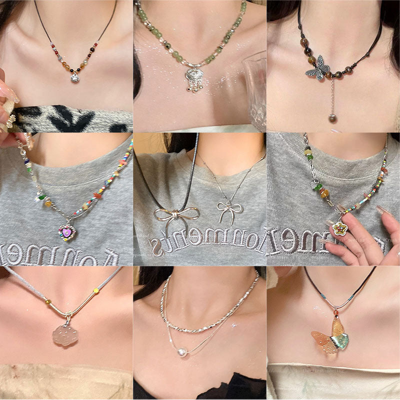 Women's High-grade Butterfly Pearl Style Niche Clavicle Chain Light Luxury Necklaces