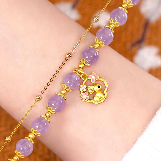 Fresh Jade Hare Amethyst Gift Friends Bracelets
