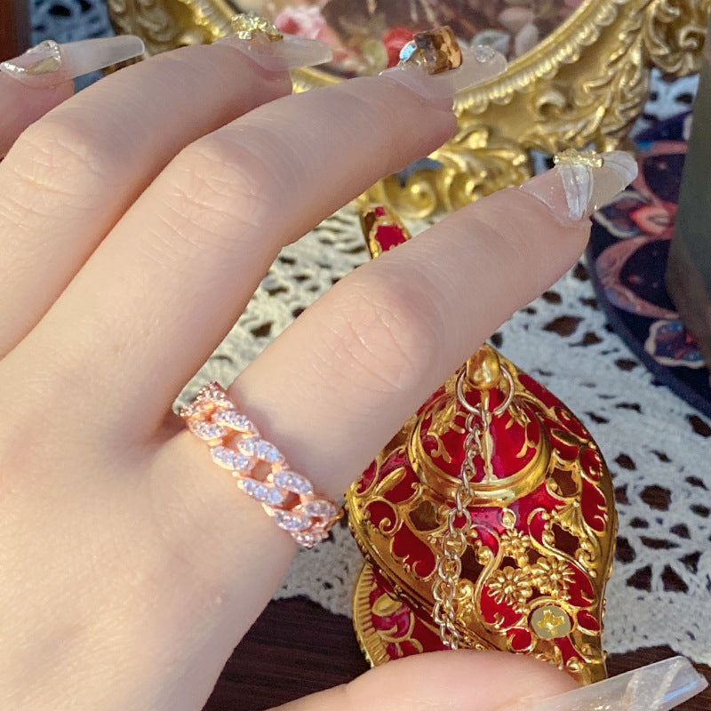 Palace Rose Golden Lace Hollow Open End Expensive Rings