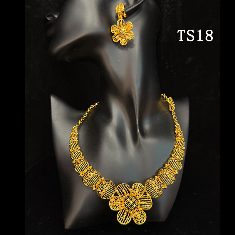 Gold Plated Female Bridal Wedding Imitation Jewelry Set